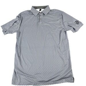 AndersonOrd Mens Performance Golf Polo Shirt Small White Navy‎ Fish Hook Print